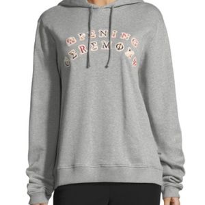 NWOT OPENING CEREMONY patchwork logo hoodie sz XS